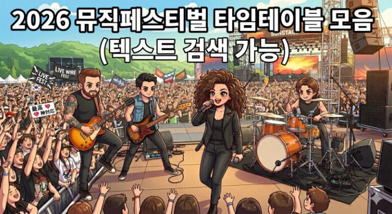 2026 뮤직페스티벌 타임테이블 모은 총정리 (텍스트 검색 가능)